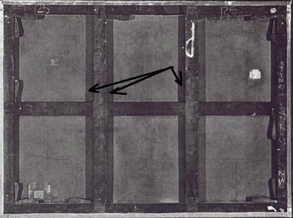 The painting on its stretcher